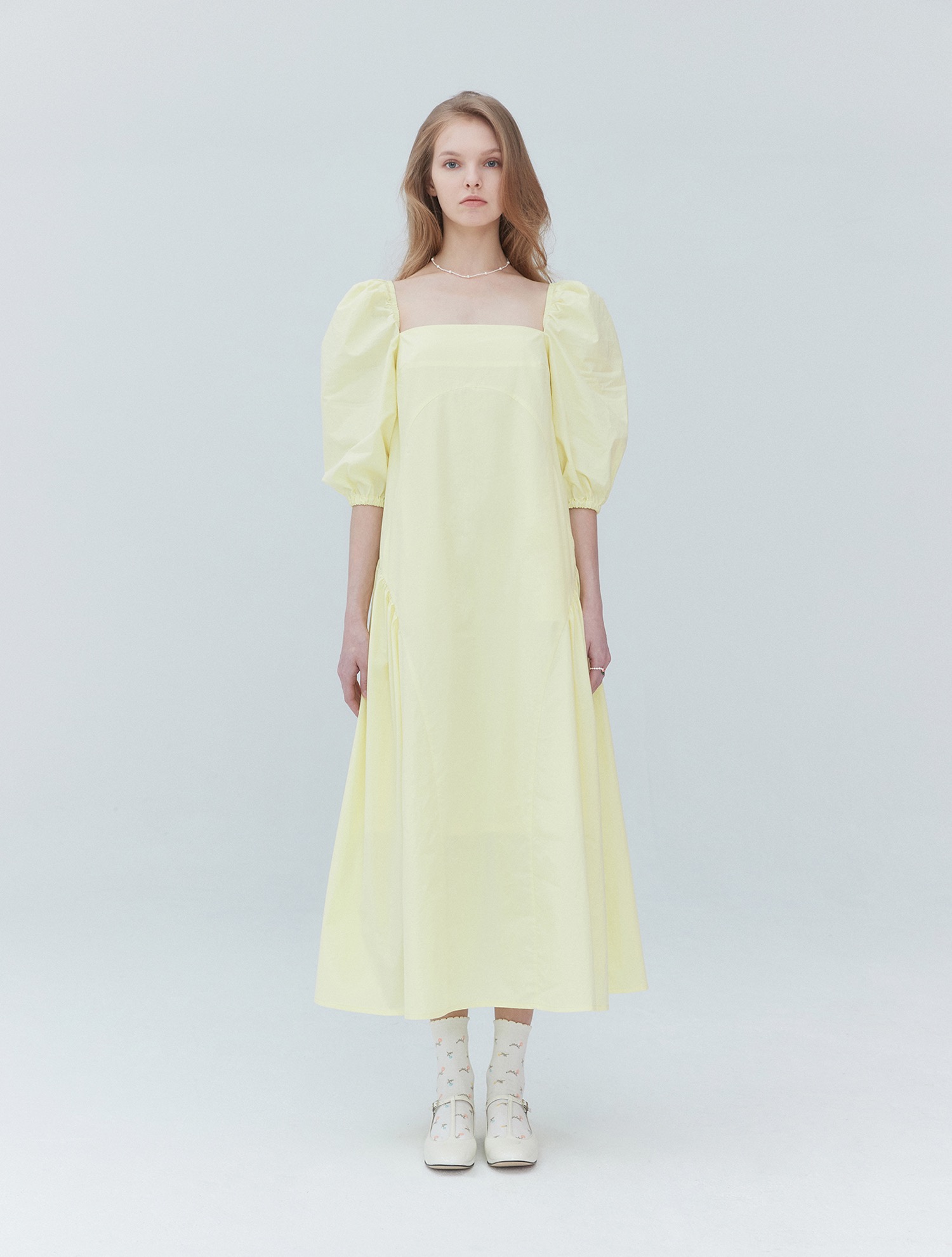 [신세경,차예련 착용]Square neck long dress 001 Yellow