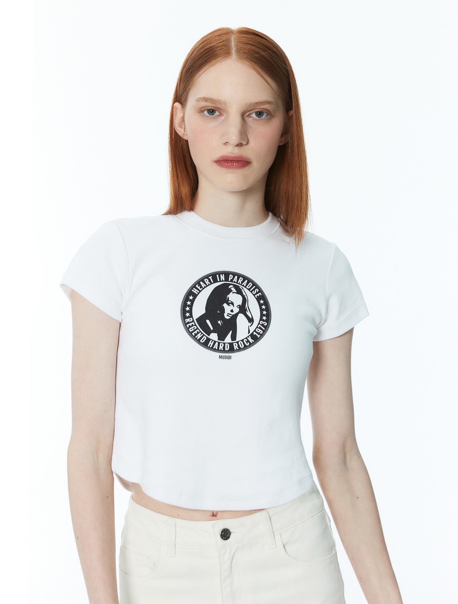 [하지원 착용] Hard rock crop t-shirt 003 White