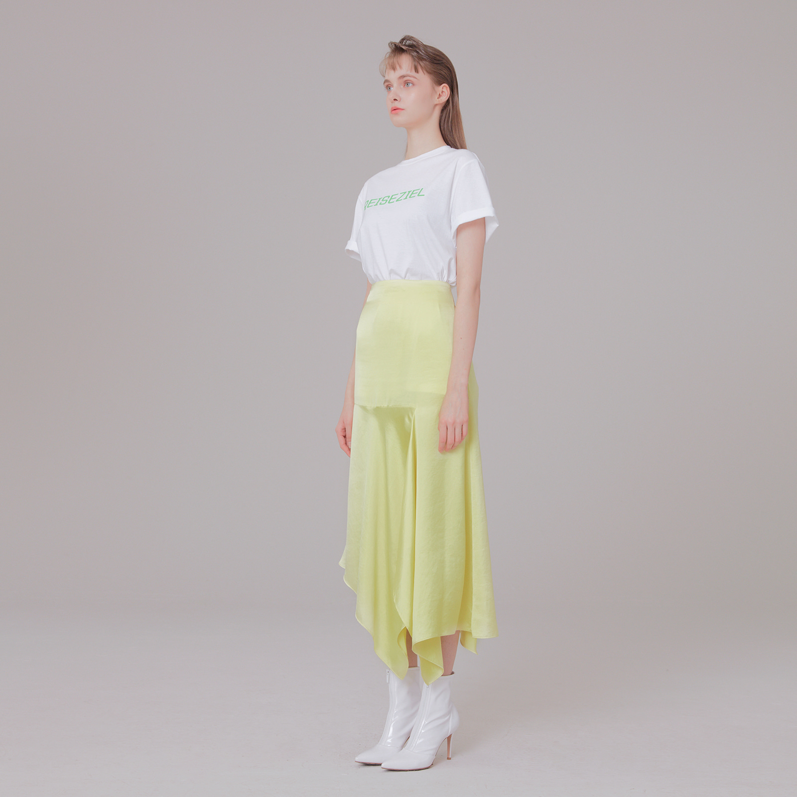 Silk detail skirt 001 lemon