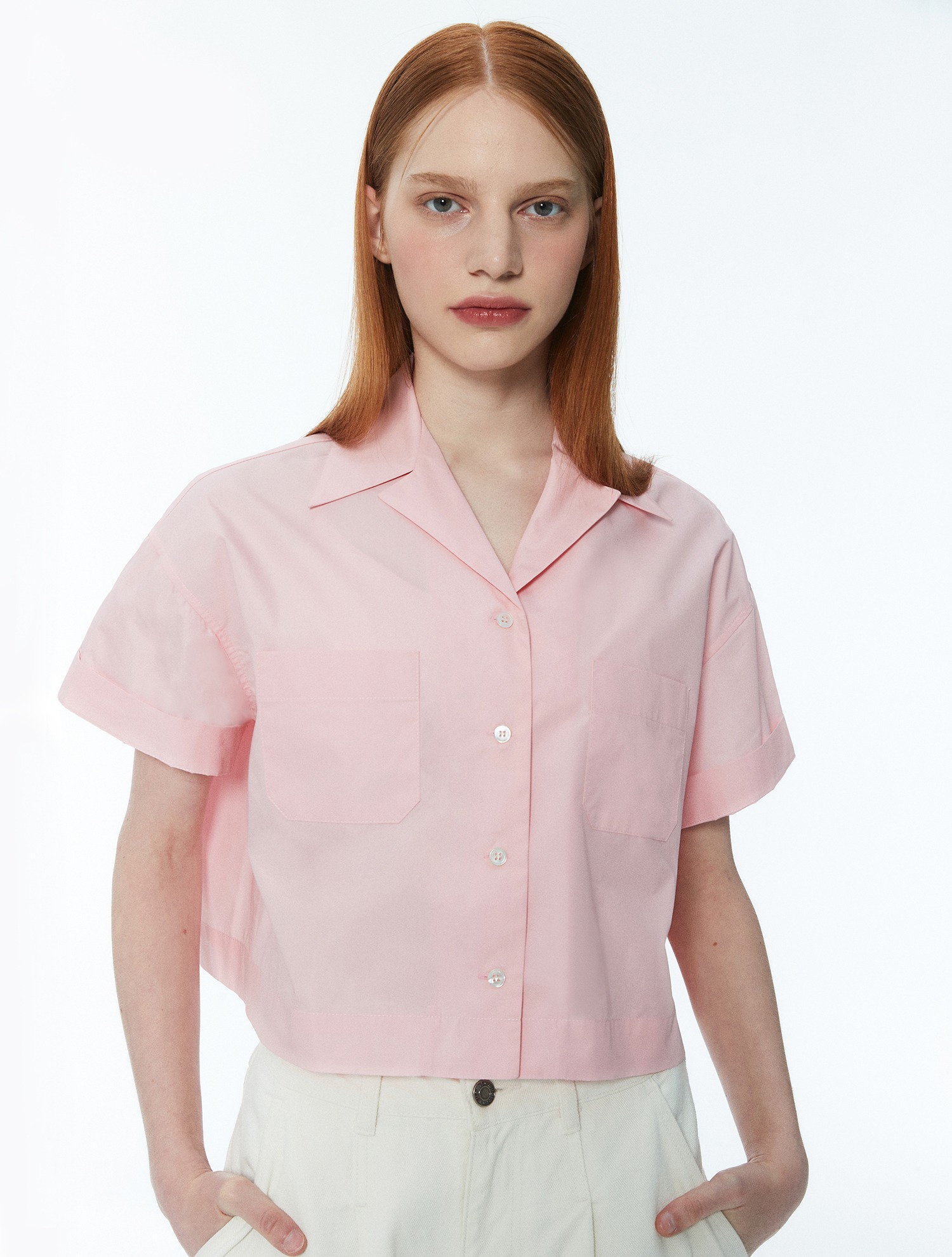 Solid crop shirt 001 Pink
