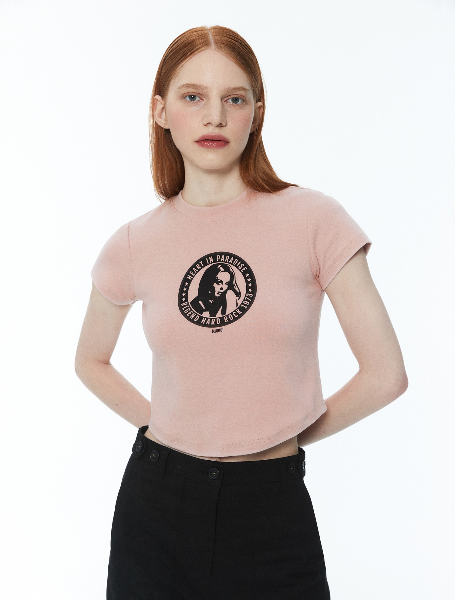 [6/16 예약배송]Hard rock crop t-shirt 003 Pink